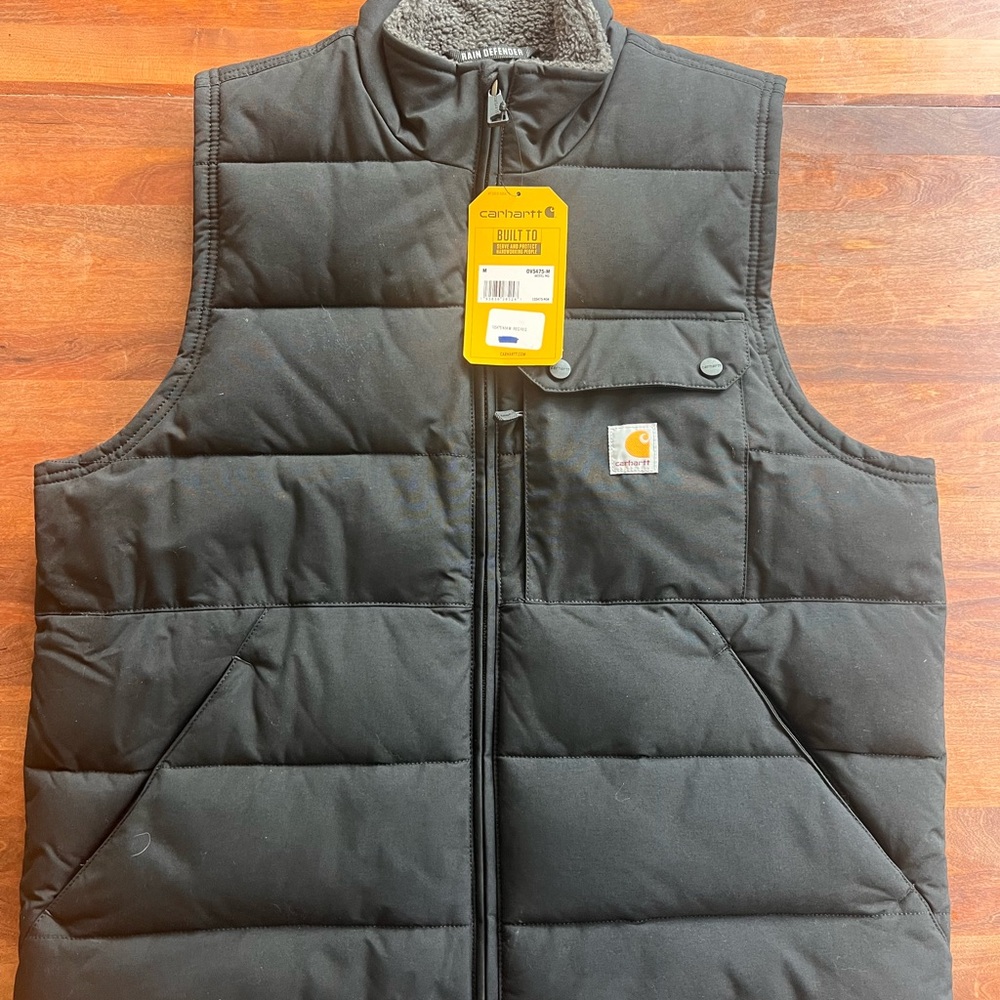 Carhartt Dark Gray Puffer Vest with Sherpa lining